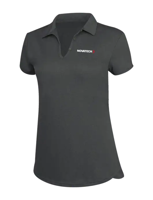 Womens Charcoal Trace Heather Polo w/Novatech Logo