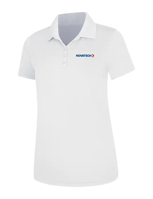 White Womens Dry Zone UV Mesh Polo w/Novatech Logo