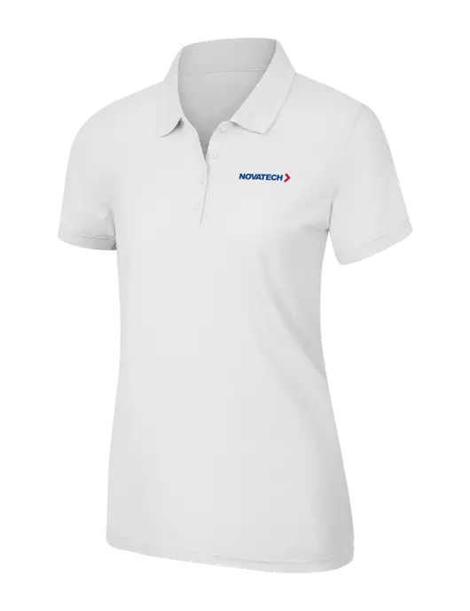 White Womens Core Classic Pique Polo w/Novatech Logo