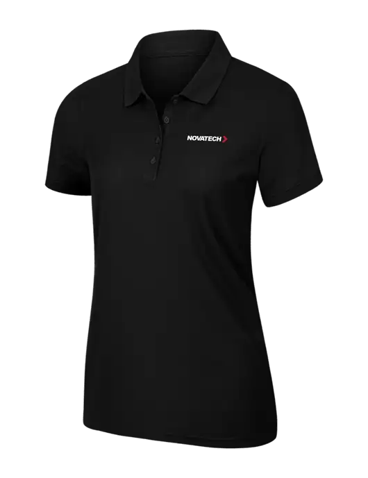 Womens Black Core Classic Pique Polo w/Novatech Logo