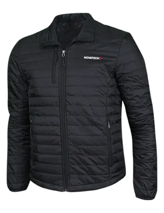 Deep Black Puffy Packable Jacket w/Novatech Logo