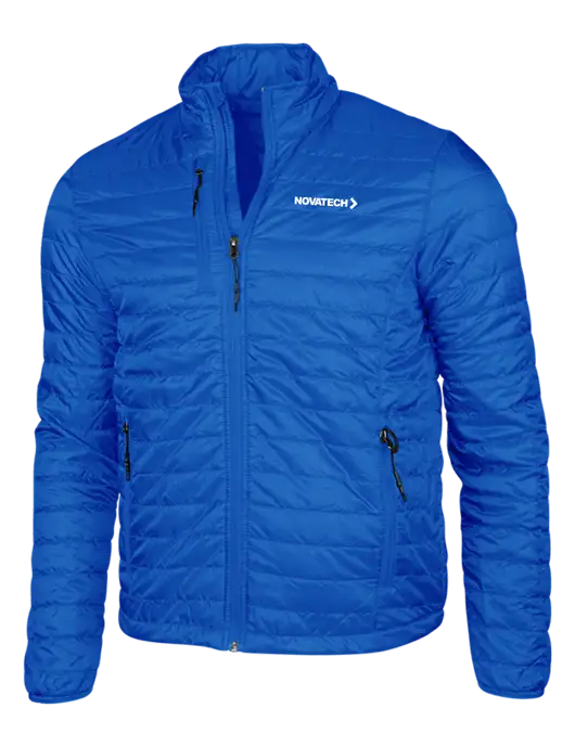 Dark Royal Blue Puffy Packable Jacket w/Novatech Logo