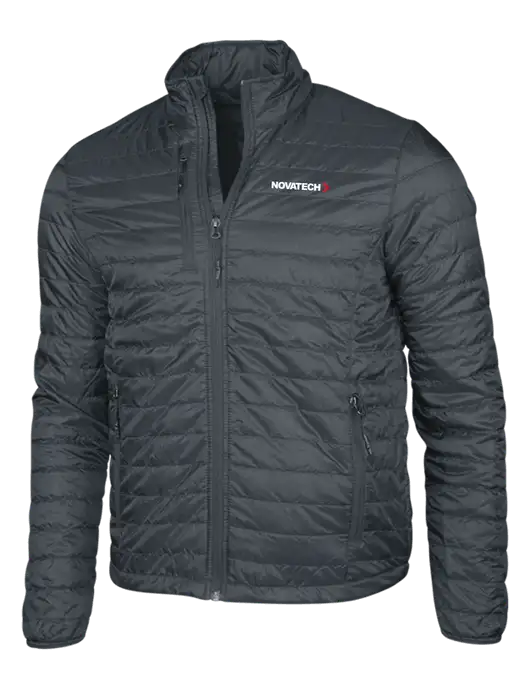 Dark Grey Puffy Packable Jacket w/Novatech Logo