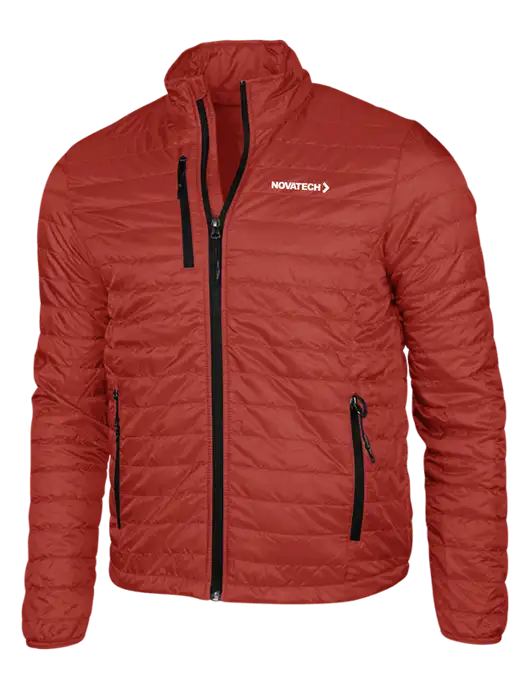 Dark Red Puffy Packable Jacket w/Novatech Logo
