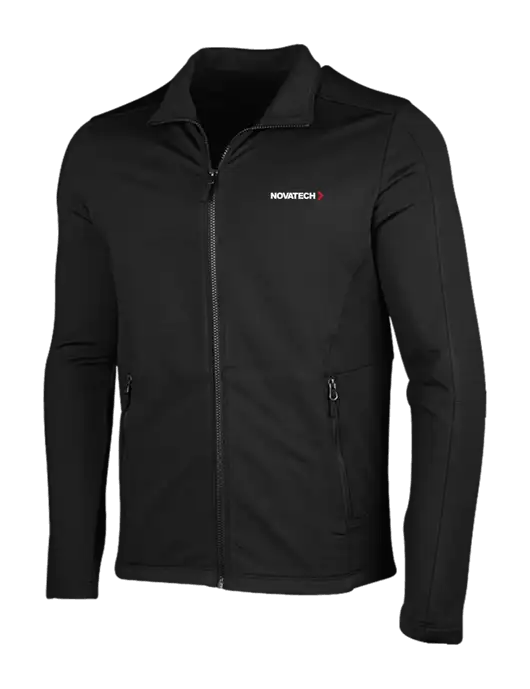 Deep Black Grid Fleece Jacket w/Novatech Logo