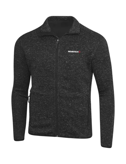 Black Heather Sweater Fleece Jacket w/Novatech Logo