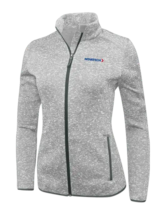 Grey Heather Womens Sweater Fleece Jacket w/Novatech Logo