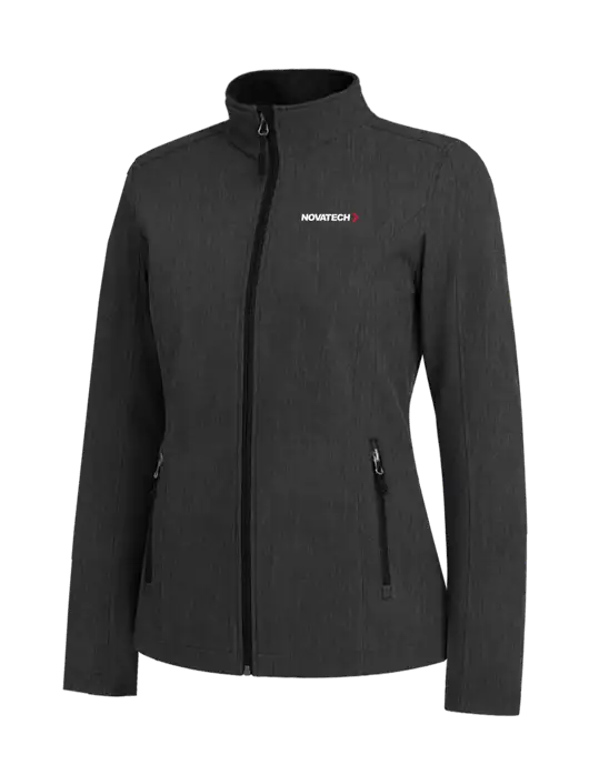 Black Charcoal Heather Womens Core Soft Shell Jacket w/Novatech Logo