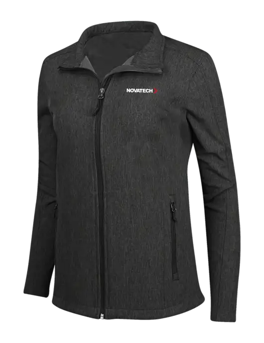 Black Charcoal Heather Womens Core Soft Shell Jacket w/Novatech Logo