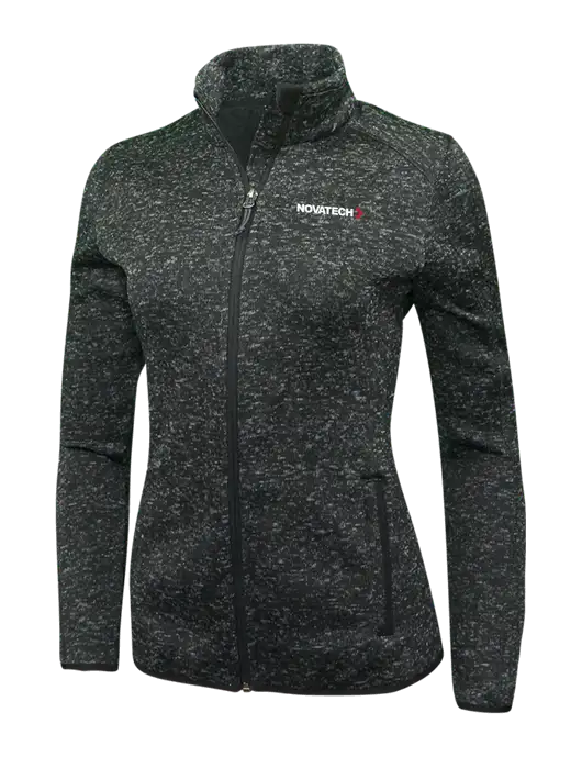 Black Heather Womens Sweater Fleece Jacket w/Novatech Logo