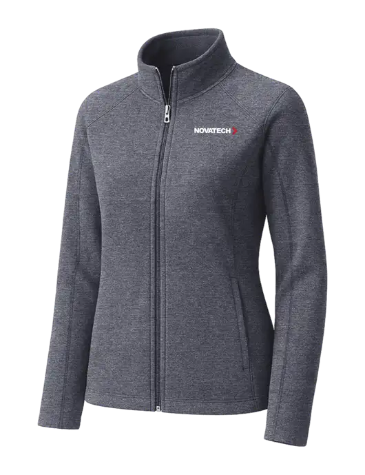 Light Navy Heather Womens Microfleece Full-Zip Jacket w/Novatech Logo