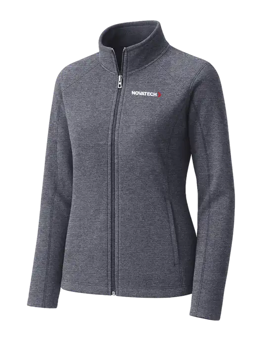 Light Navy Heather Womens Microfleece Full-Zip Jacket w/Novatech Logo
