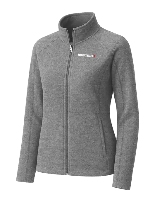 Medium Grey Womens Heather Microfleece Full-Zip Jacket w/Novatech Logo