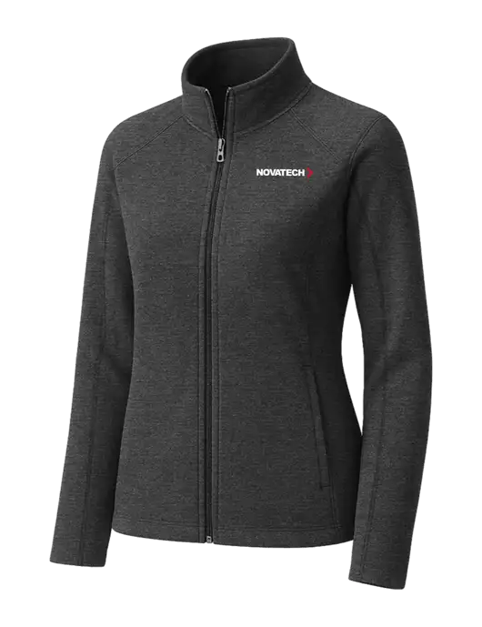 Charcoal Womens Heather Microfleece Full-Zip Jacket w/Novatech Logo