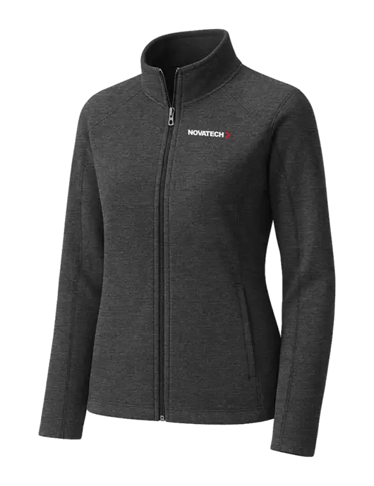 Charcoal Womens Heather Microfleece Full-Zip Jacket w/Novatech Logo