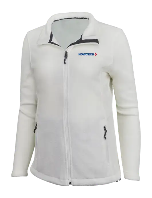 Womens White Fleece Jacket w/Novatech Logo