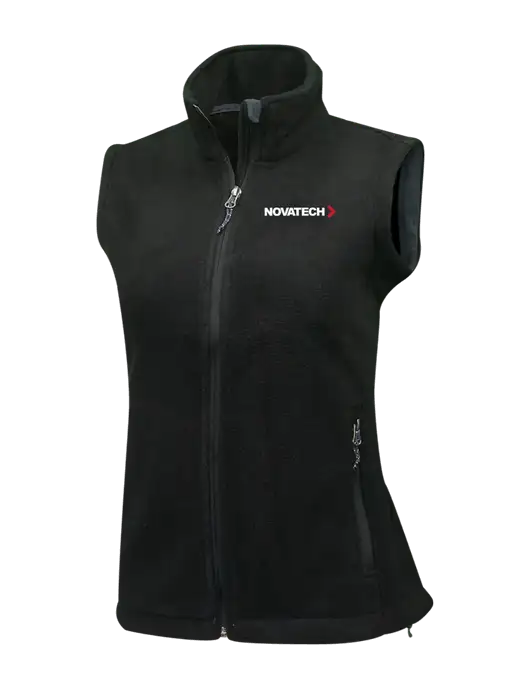 Womens Black Fleece Vest w/Novatech Logo