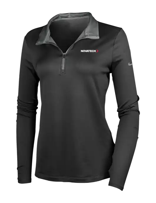 NIKE Black/Dark Grey Womens Dry-Fit Stretch 1/2 Zip Cover-Up w/Novatech Logo