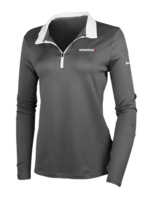 NIKE Dark Grey/White Womens Dry-Fit Stretch 1/2 Zip Cover-Up w/Novatech Logo
