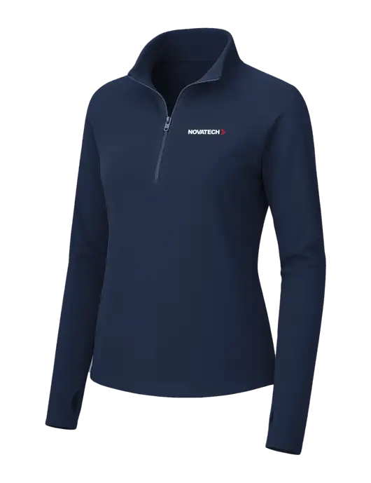 Womens Navy Microfleece 1/2 Zip Pullover w/Novatech Logo