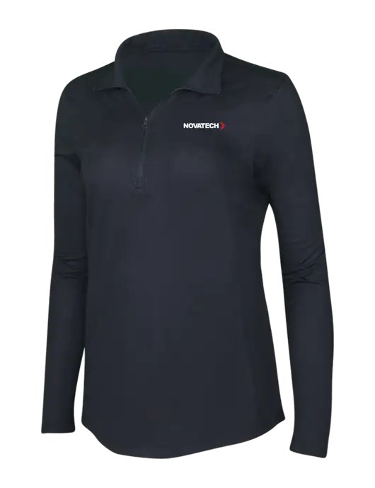 Black Triad Solid Womens Posicharge Tri-Blend Wicking 1/4 Zip Pullover w/Novatech Logo