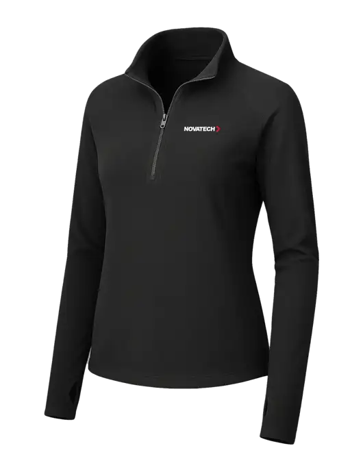 Womens Black Microfleece 1/2 Zip Pullover w/Novatech Logo