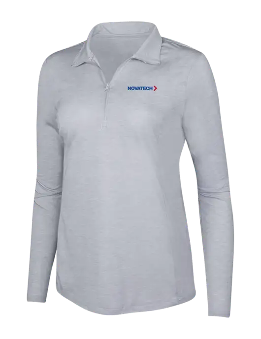 Light Grey Heather Womens Posicharge Tri-Blend Wicking 1/4 Zip Pullover w/Novatech Logo