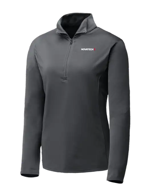 Dark Grey Womens Posicharge Competitor ¼ Zip Pullover w/Novatech Logo