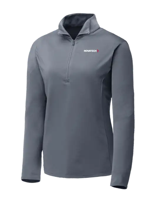Medium Grey Womens Posicharge Competitor ¼ Zip Pullover w/Novatech Logo