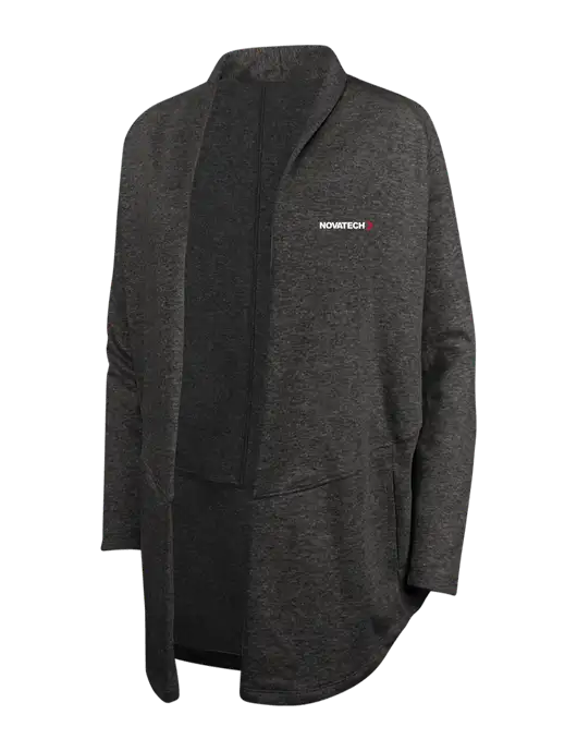 Charcoal Heather/ Medium Heather Grey Womens Interlock Cardigan w/Novatech Logo
