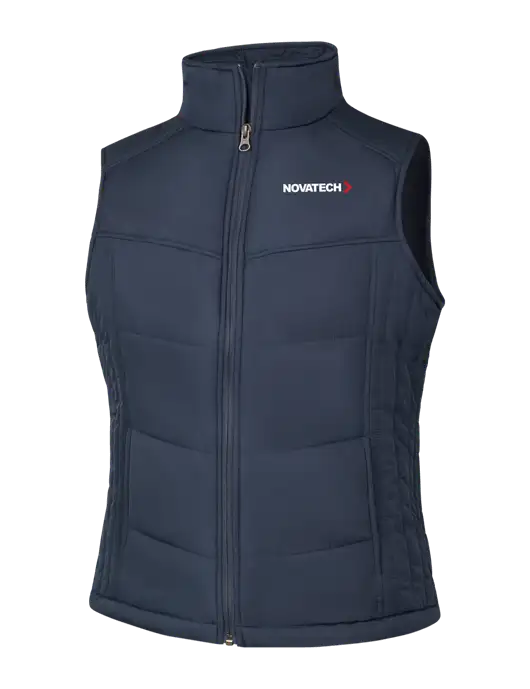  Womens Dark Slate/Black Puffy Vest w/Novatech Logo