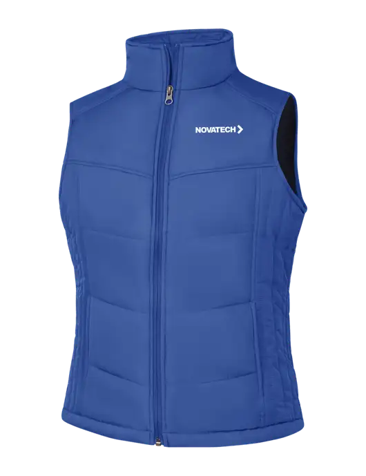 Womens Dark Royal Blue/Black Puffy Vest w/Novatech Logo