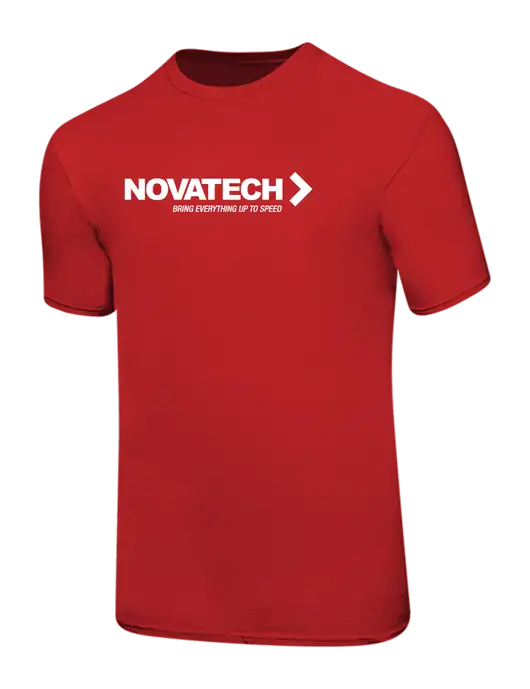 Ring Spun Red 4.5 oz T-Shirt w/Novatech Logo