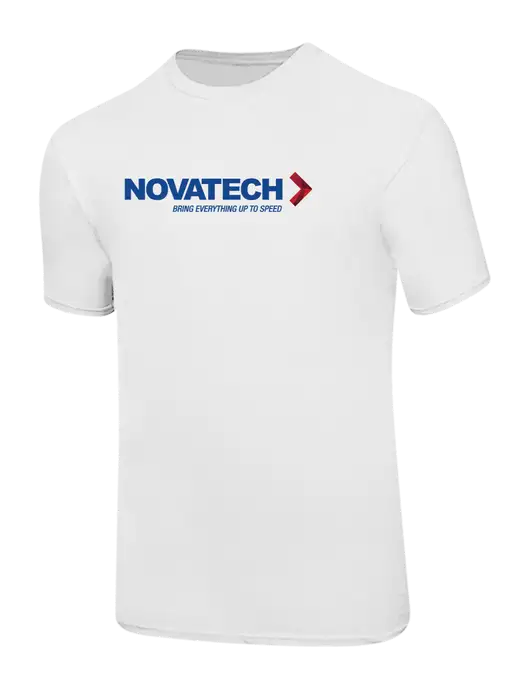 Ring Spun White 4.5 oz T-Shirt w/Novatech Logo