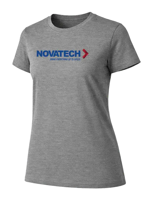 Womens Ring Spun Light Grey Heather 4.5 oz T-Shirt w/Novatech Logo