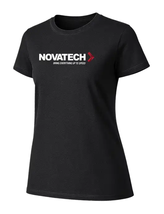 Womens Ring Spun Jet Black 4.5 oz T-Shirt w/Novatech Logo
