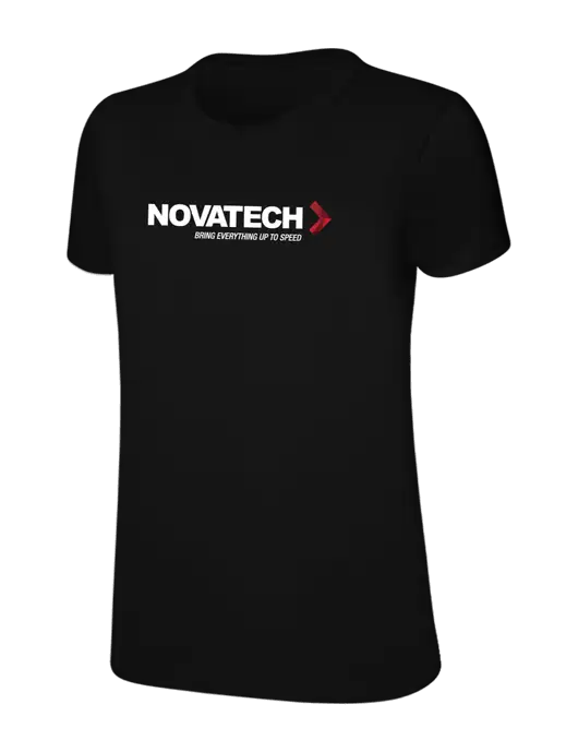 Womens Ring Spun Jet Black 4.5 oz T-Shirt w/Novatech Logo
