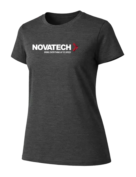 Womens Ring Spun Dark Heather Grey 4.5 oz T-Shirt w/Novatech Logo