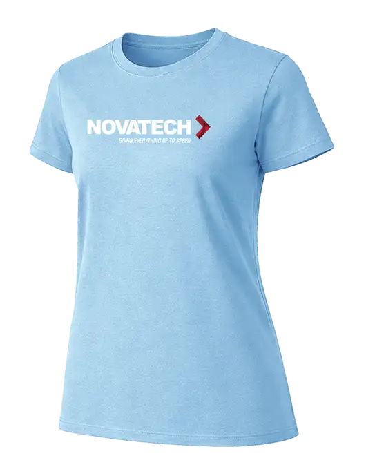 Womens Ring Spun Light Blue 4.5 oz T-Shirt w/Novatech Logo