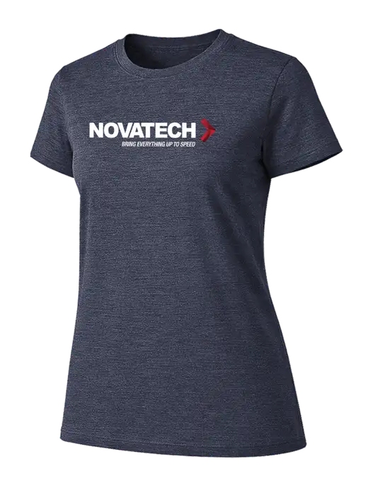 Womens Ring Spun Heather Navy 4.5 oz T-Shirt w/Novatech Logo