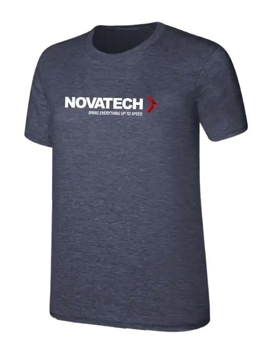 Womens Ring Spun Heather Navy 4.5 oz T-Shirt w/Novatech Logo