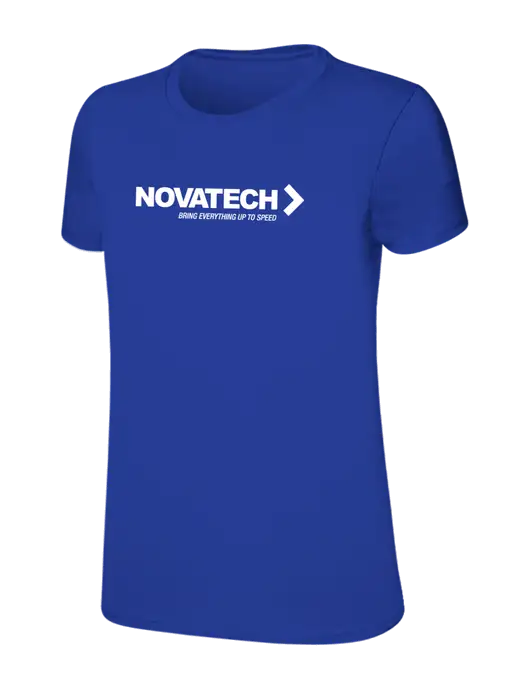 Womens Ring Spun Royal 4.5 oz T-Shirt w/Novatech Logo