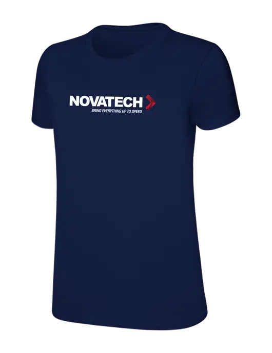 Womens Ring Spun Navy 4.5 oz T-Shirt w/Novatech Logo