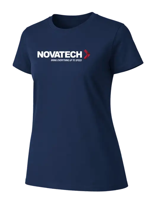 Womens Ring Spun Navy 4.5 oz T-Shirt w/Novatech Logo