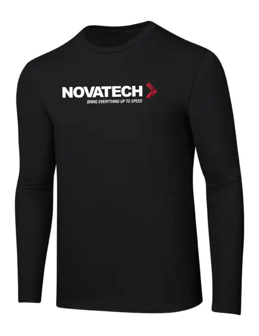 Ring Spun Jet Black 4.5 oz Long Sleeve T-Shirt w/Novatech Logo