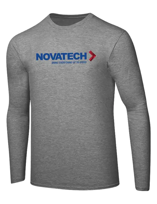Ring Spun Light Heather Grey 4.5 oz Long Sleeve T-Shirt w/Novatech Logo