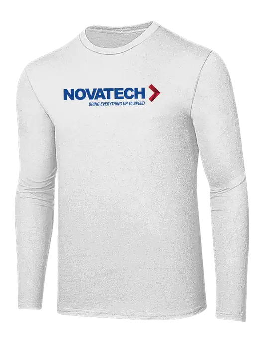Ring Spun White 4.5 oz Long Sleeve T-Shirt w/Novatech Logo