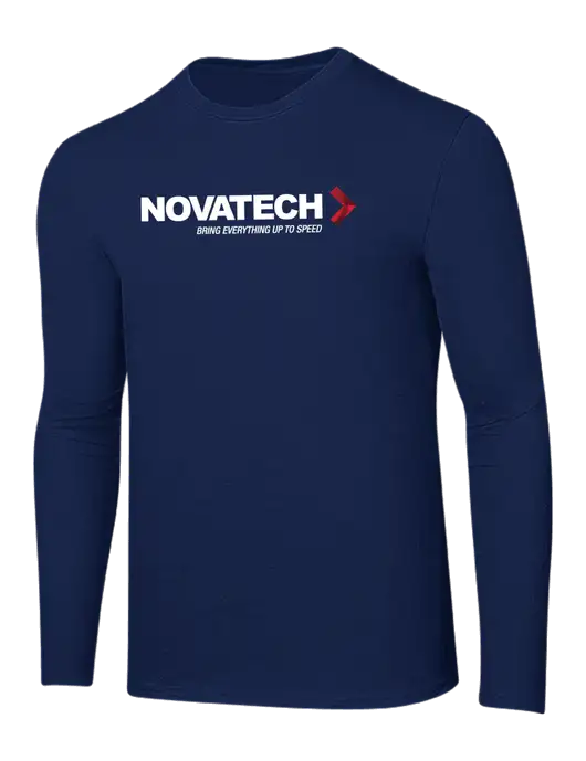 Ring Spun Navy 4.5 oz Long Sleeve T-Shirt w/Novatech Logo