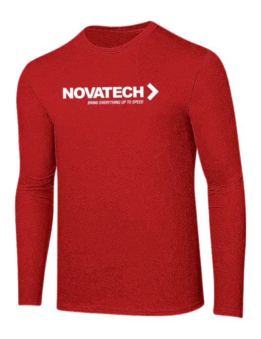 Ring Spun Dark Red 4.5 oz Long Sleeve T-Shirt w/Novatech Logo