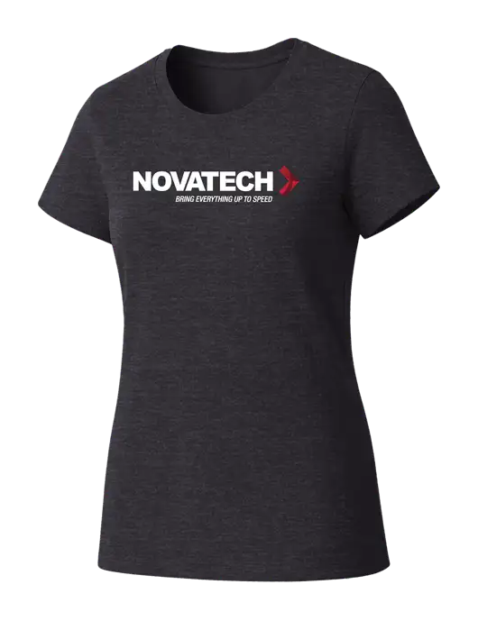 Womens Seriously Soft Heathered Charcoal T-Shirt w/Novatech Logo